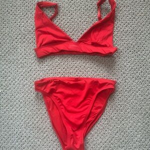 Skims red high waisted bikini XS